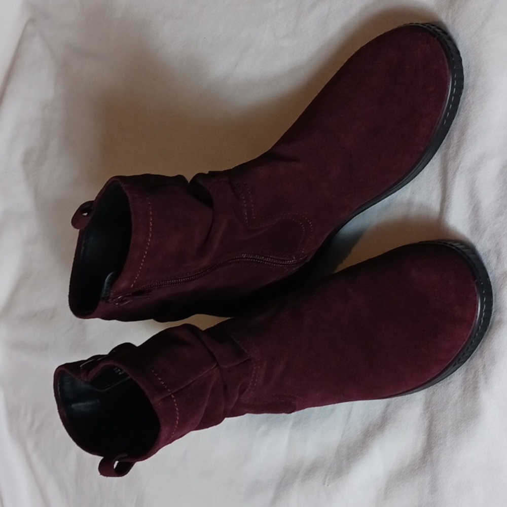 Hotter Sprite Suede Ankle Boots Maroon Size 10